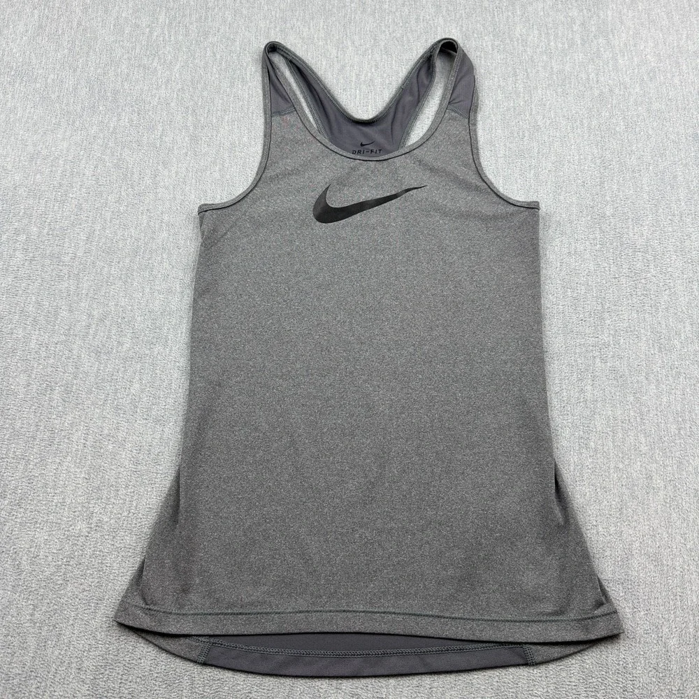 Nike Tank Top Womens Small Gray Dri-FIT Racerback Stretch Training Yoga Gym Top